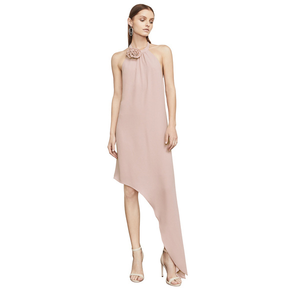 Pink Deborah Crepe Asymmetrical Halter Dress 12